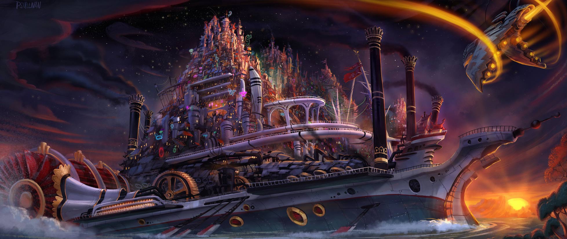Concept art du projet "Kung Fu Space Western" par Paul Sullivan