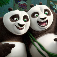 Po et ses deux pères dans une petite vidéo humoristique pour la promotion de « Kung Fu Panda 3 » !